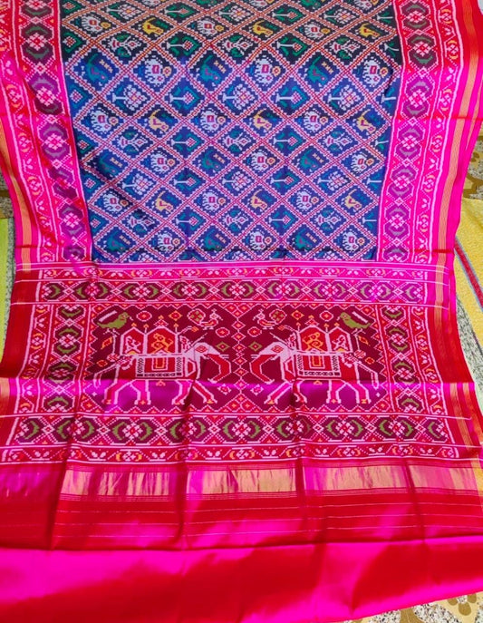 Elephant inspired patola Ikkat saree - Saffronfashionindia