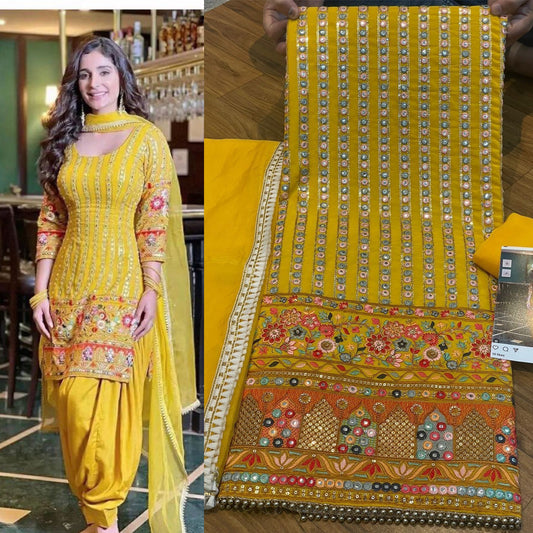 Afina yellow suit - Saffronfashionindia