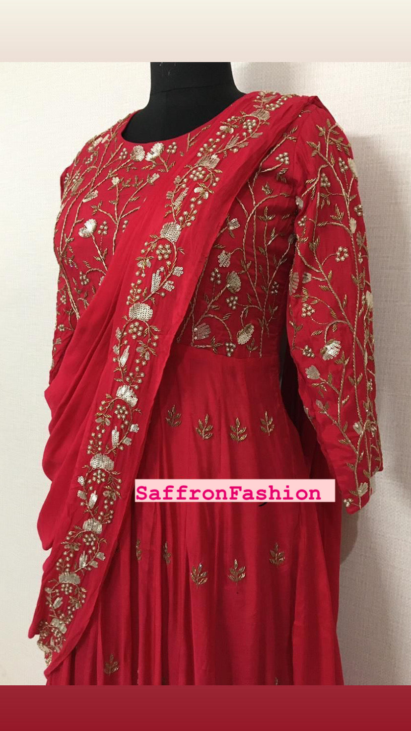 Red valanetine dress - Saffronfashionindia