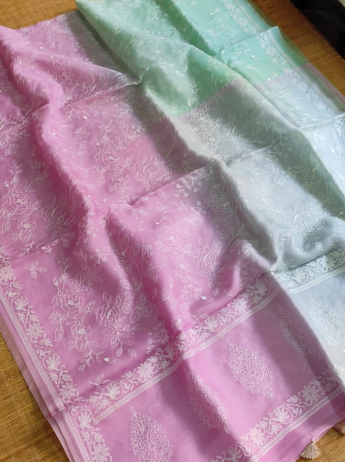 Ruchika organza Chikankari saree - Saffronfashionindia