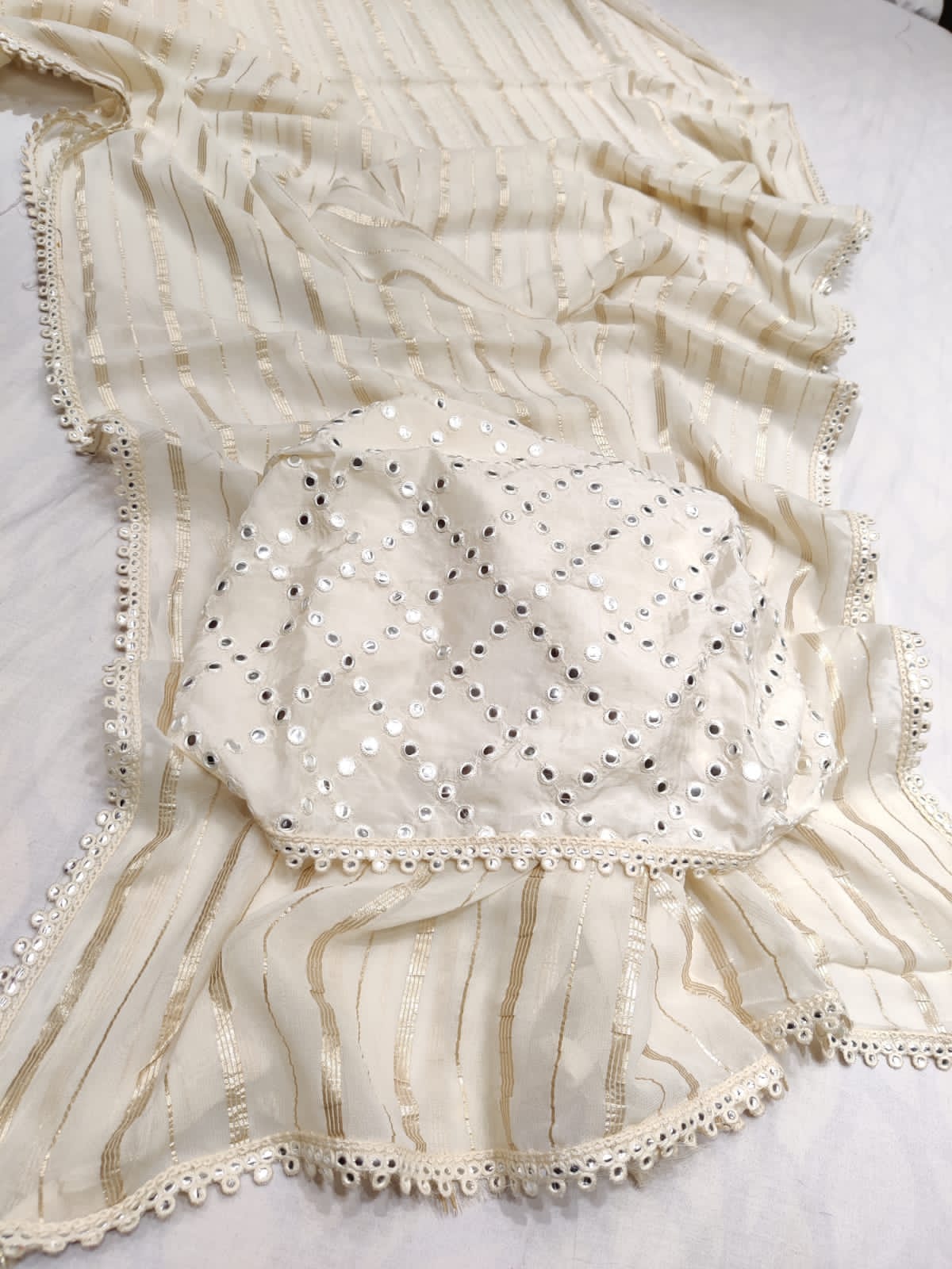 Kinash gorgette striped saree - Saffronfashionindia