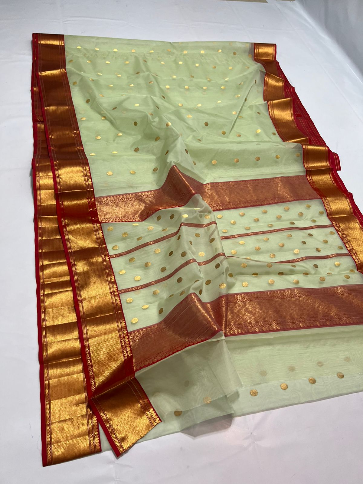 Mint Chanderi ek naal saree - Saffronfashionindia