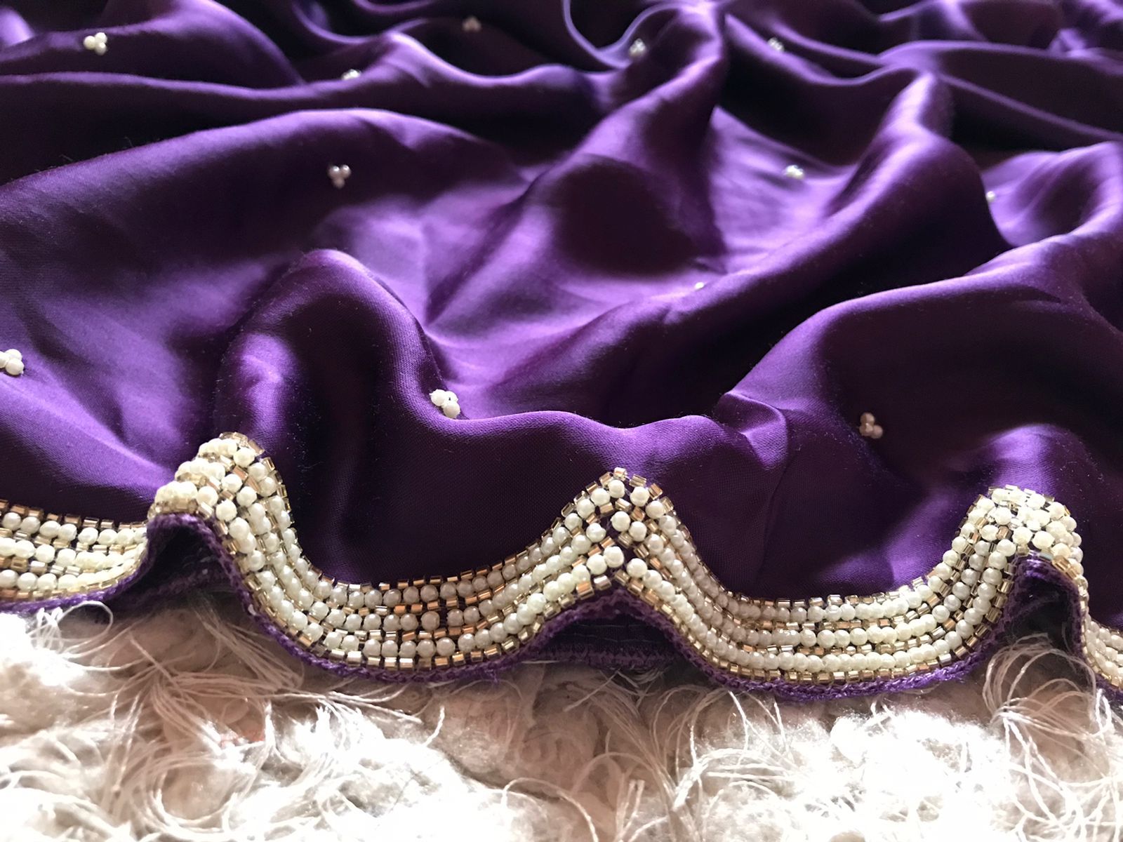 Anisha luxury satin saree - Saffronfashionindia