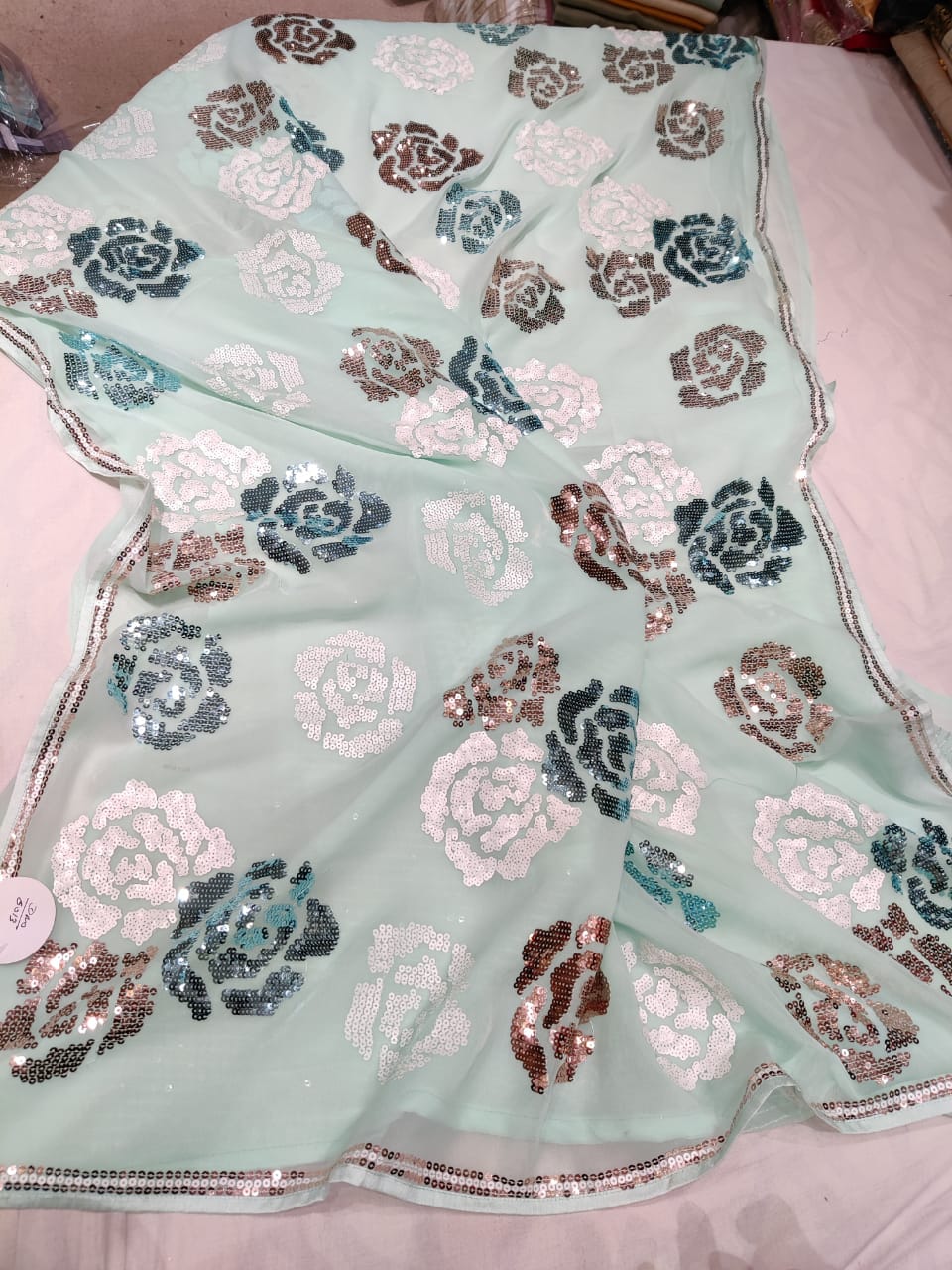 Sequence gorgette beautiful saree - Saffronfashionindia