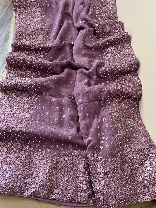 Nashina gorgette reception saree wedding saree partywear sarees - Saffronfashionindia