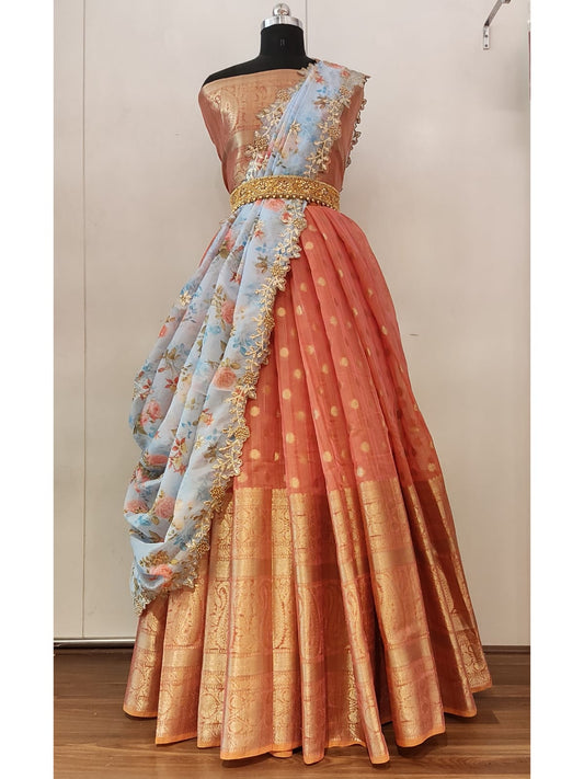 Chanderi lehanga set - Saffronfashionindia