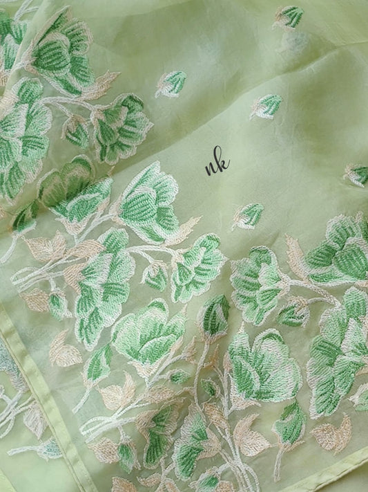Vinish mint organza saree - Saffronfashionindia