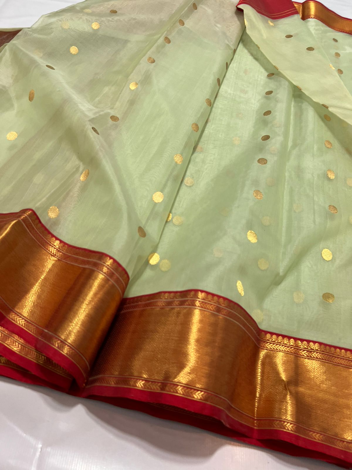 Mint Chanderi ek naal saree - Saffronfashionindia