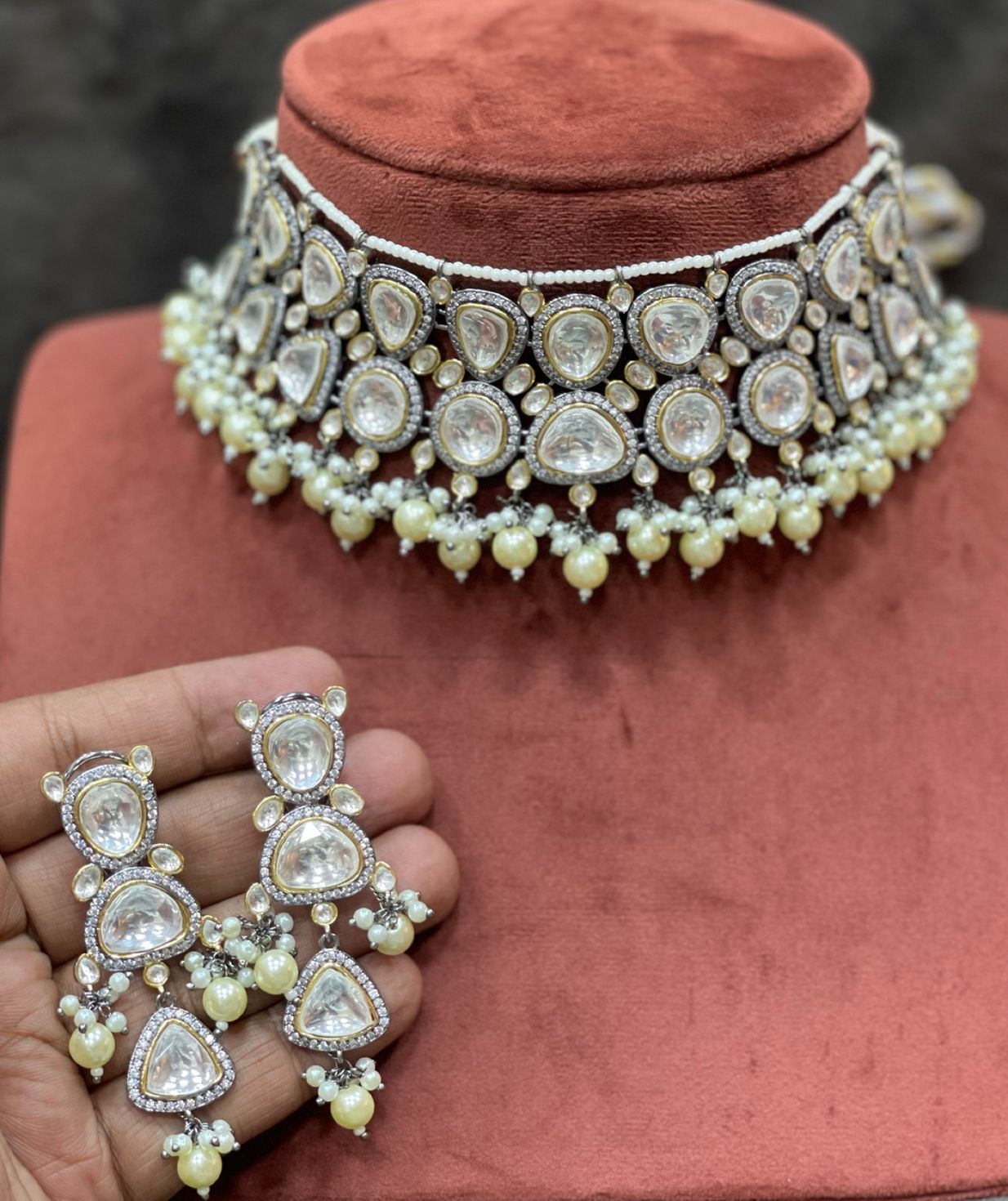 Ragini Kundan polki choker set - Saffronfashionindia