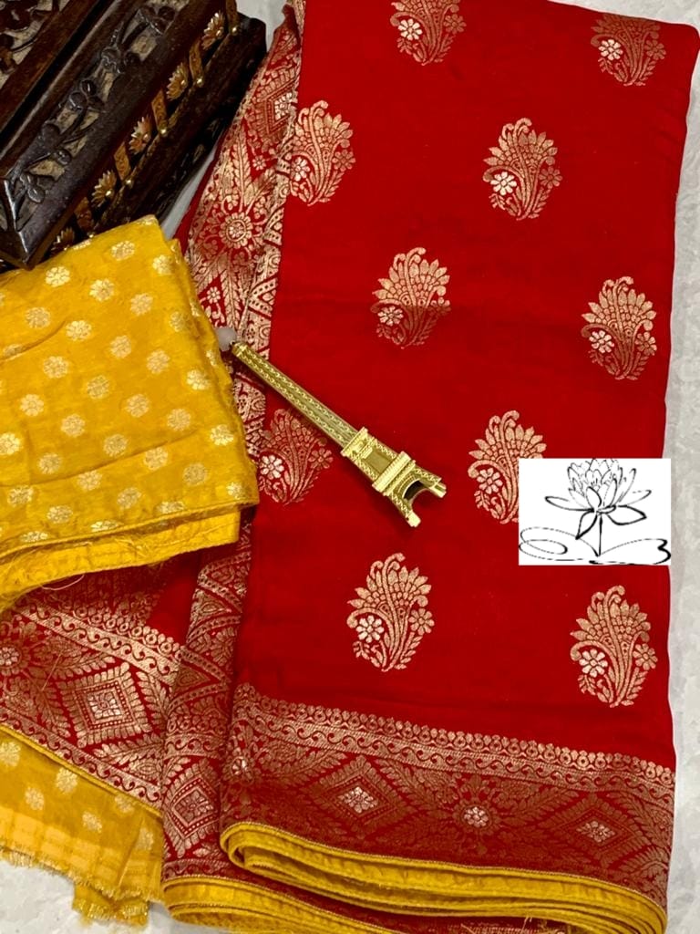 Wingly moonga crepe saree/Indian saree - Saffronfashionindia