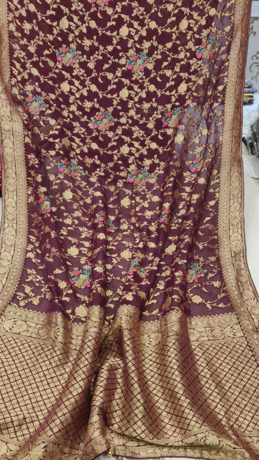Pratima gorgette saree,,,,khaddi saree - Saffronfashionindia