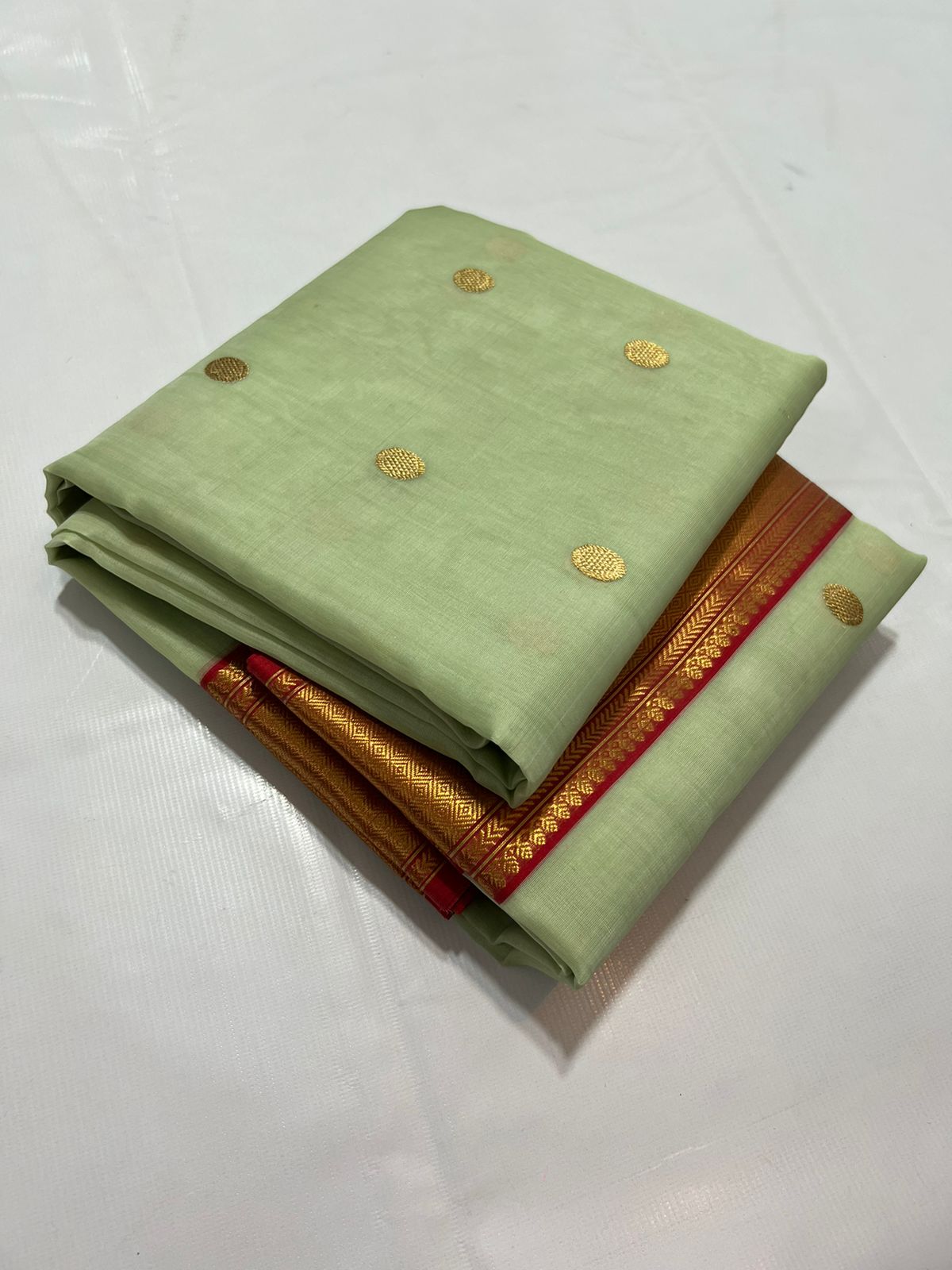 Mint Chanderi ek naal saree - Saffronfashionindia