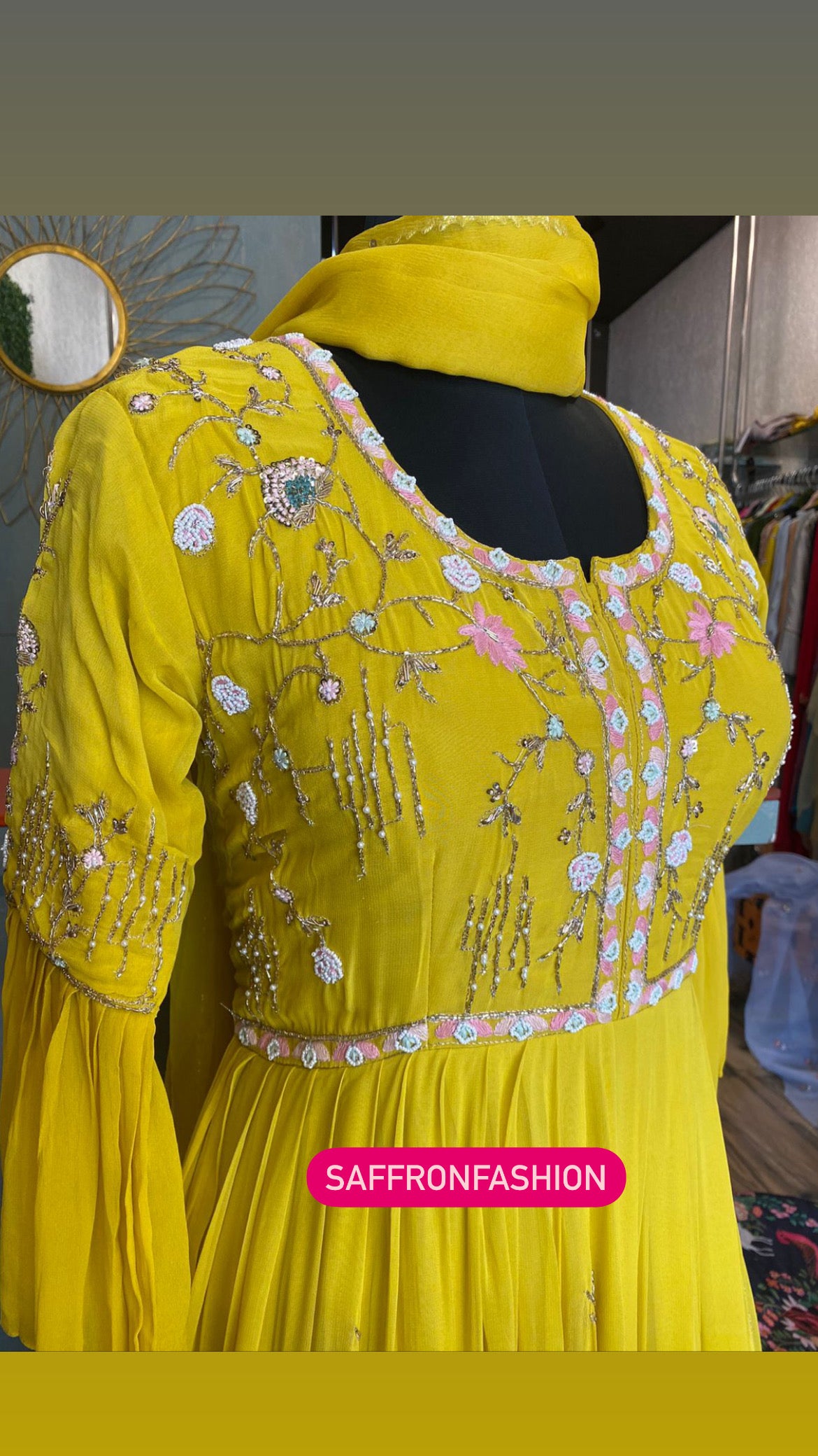 Designer Anarkali Resham dress - Saffronfashionindia