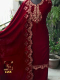 Velvet embroidered salwarsuit