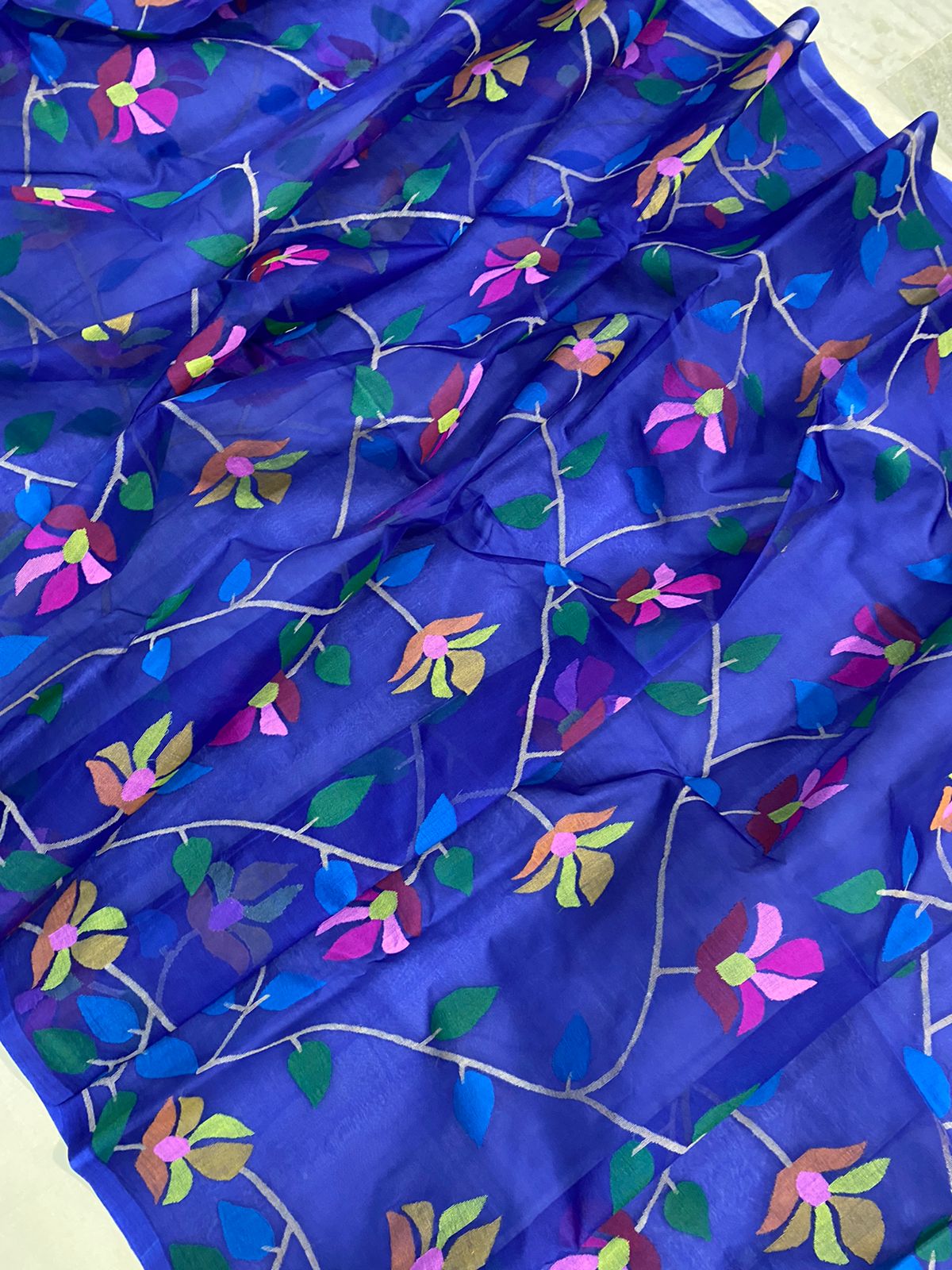 Royal muslin jamdani saree - Saffronfashionindia