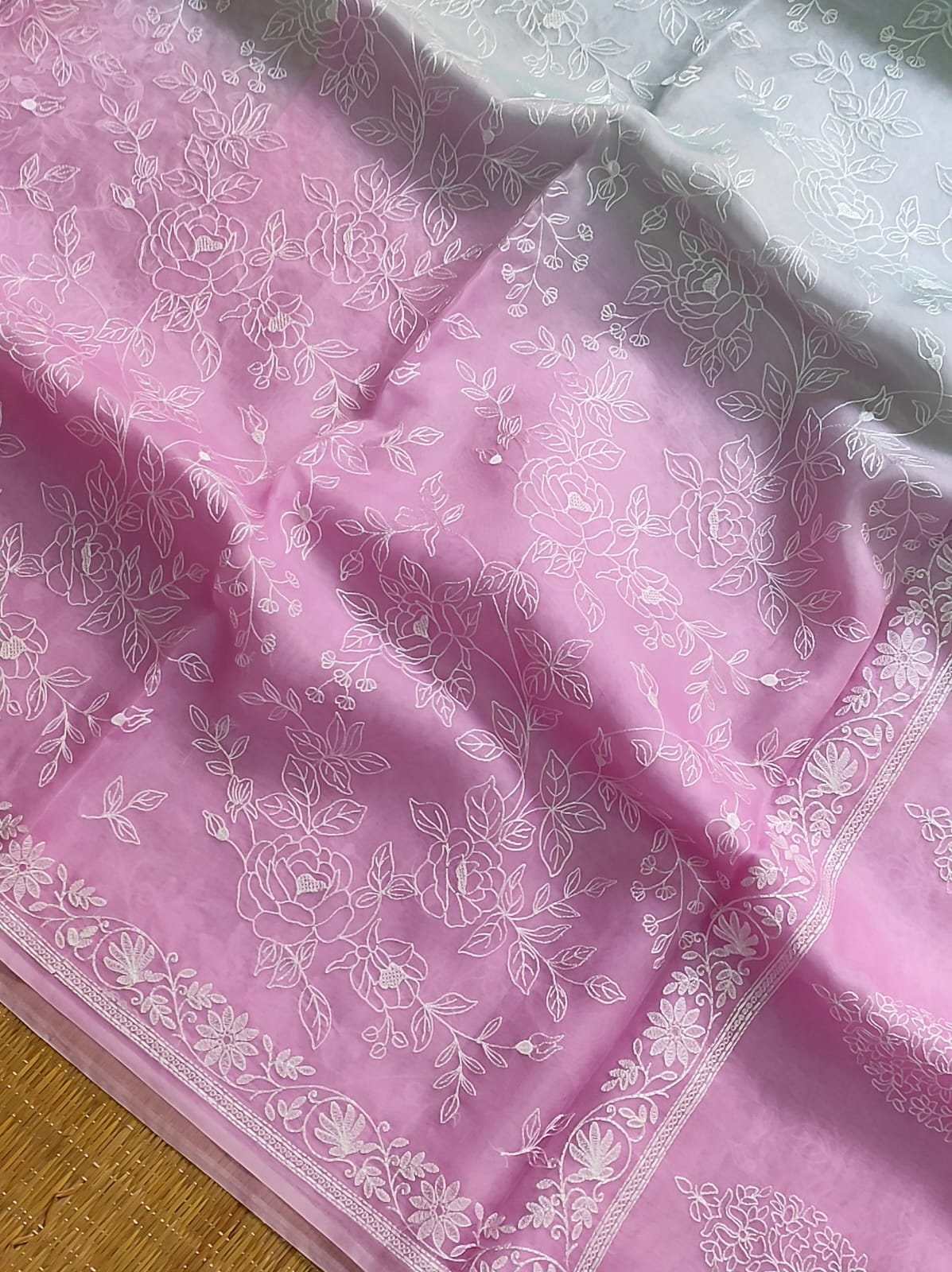 Ruchika organza Chikankari saree - Saffronfashionindia