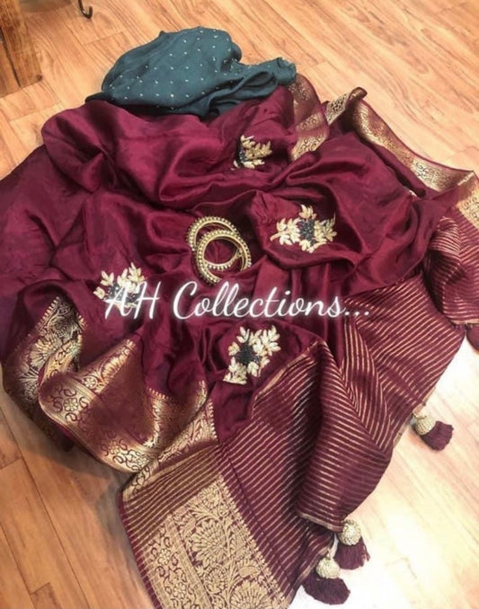 Munga partywear saree - Saffronfashionindia