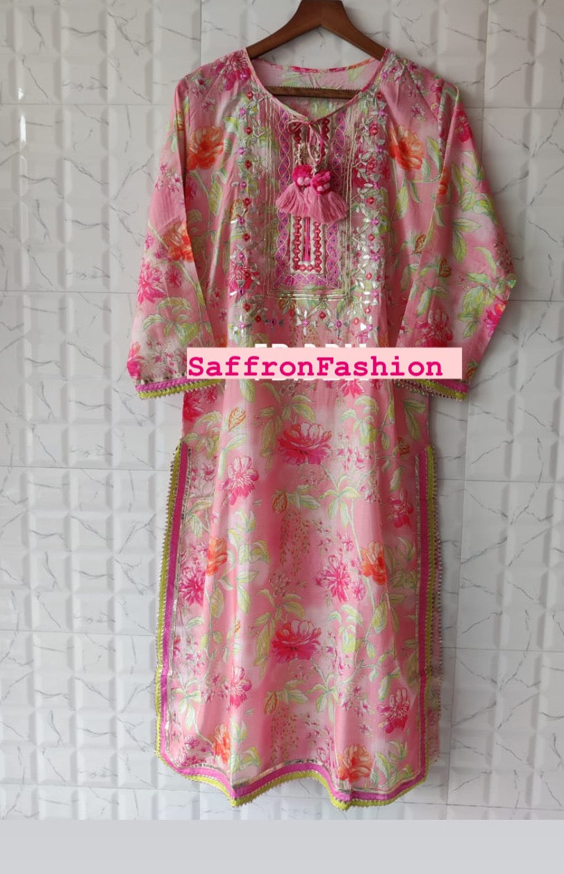 Floral pinkish salwarsuit - Saffronfashionindia