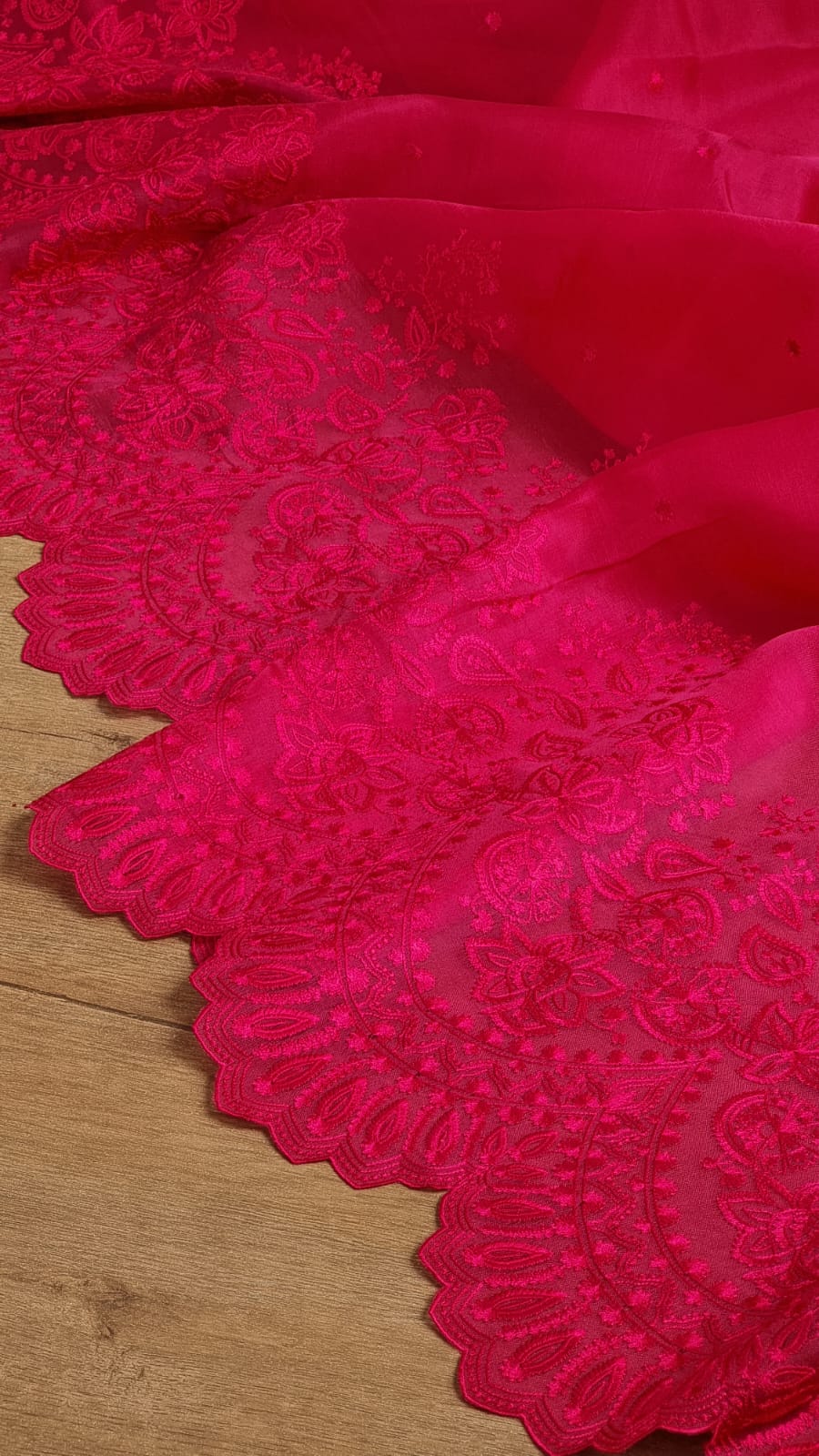 Scalloped inspired organza cutwork saree SaffronFashion