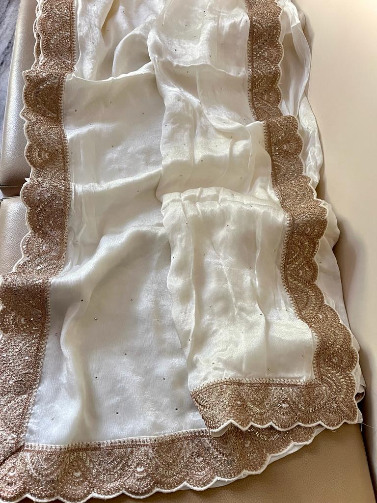 Mahira chiffon satin saree - Saffronfashionindia