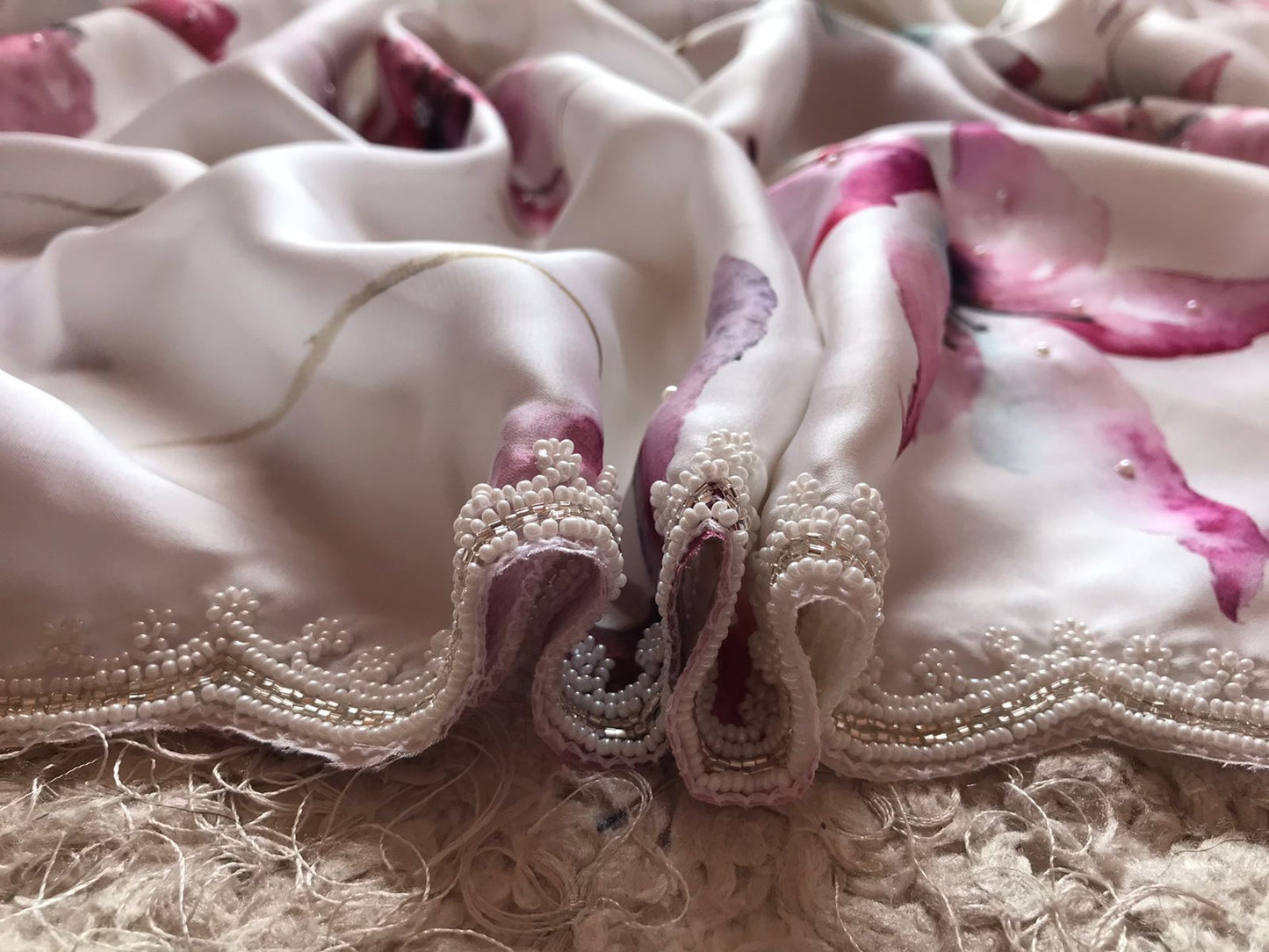 Satin printed luxury saree - Saffronfashionindia