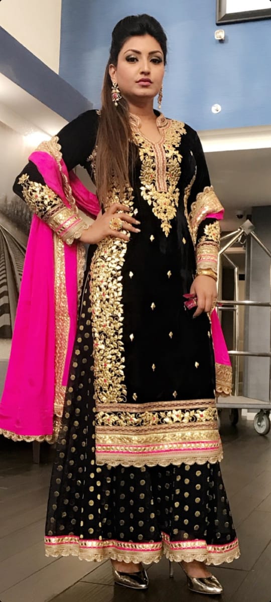 Black gotta pattu salwar suit - Saffronfashionindia