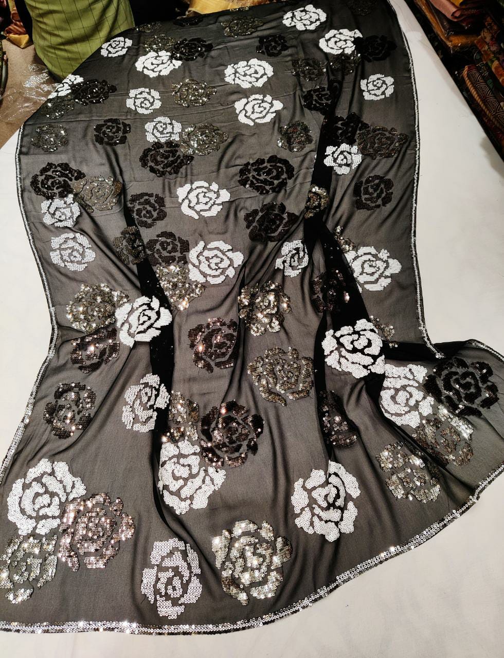 Mariana sequence partywear saree - Saffronfashionindia