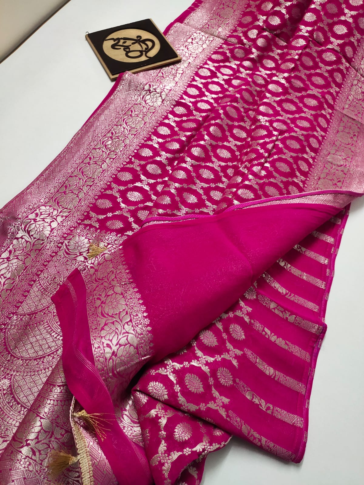 Nimina banarsi khaddi gorgette saree - Saffronfashionindia