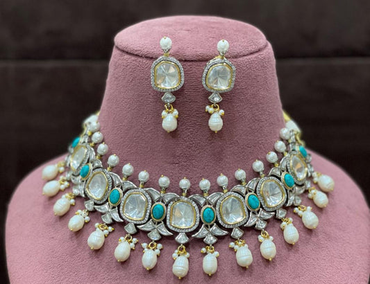 Victorian inspired choker set - Saffronfashionindia