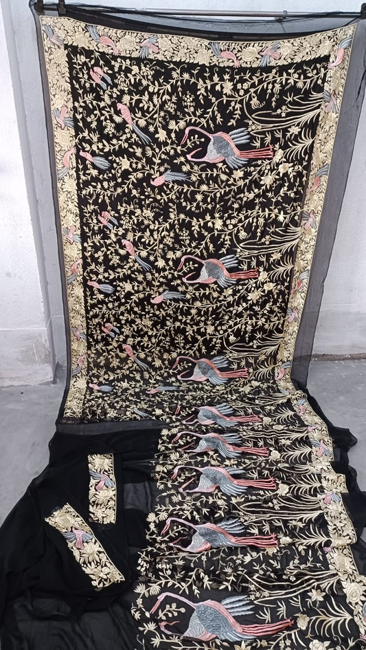 Vania authentic Parsi saree Handmade Parsi gara saree blouse - Saffronfashionindia