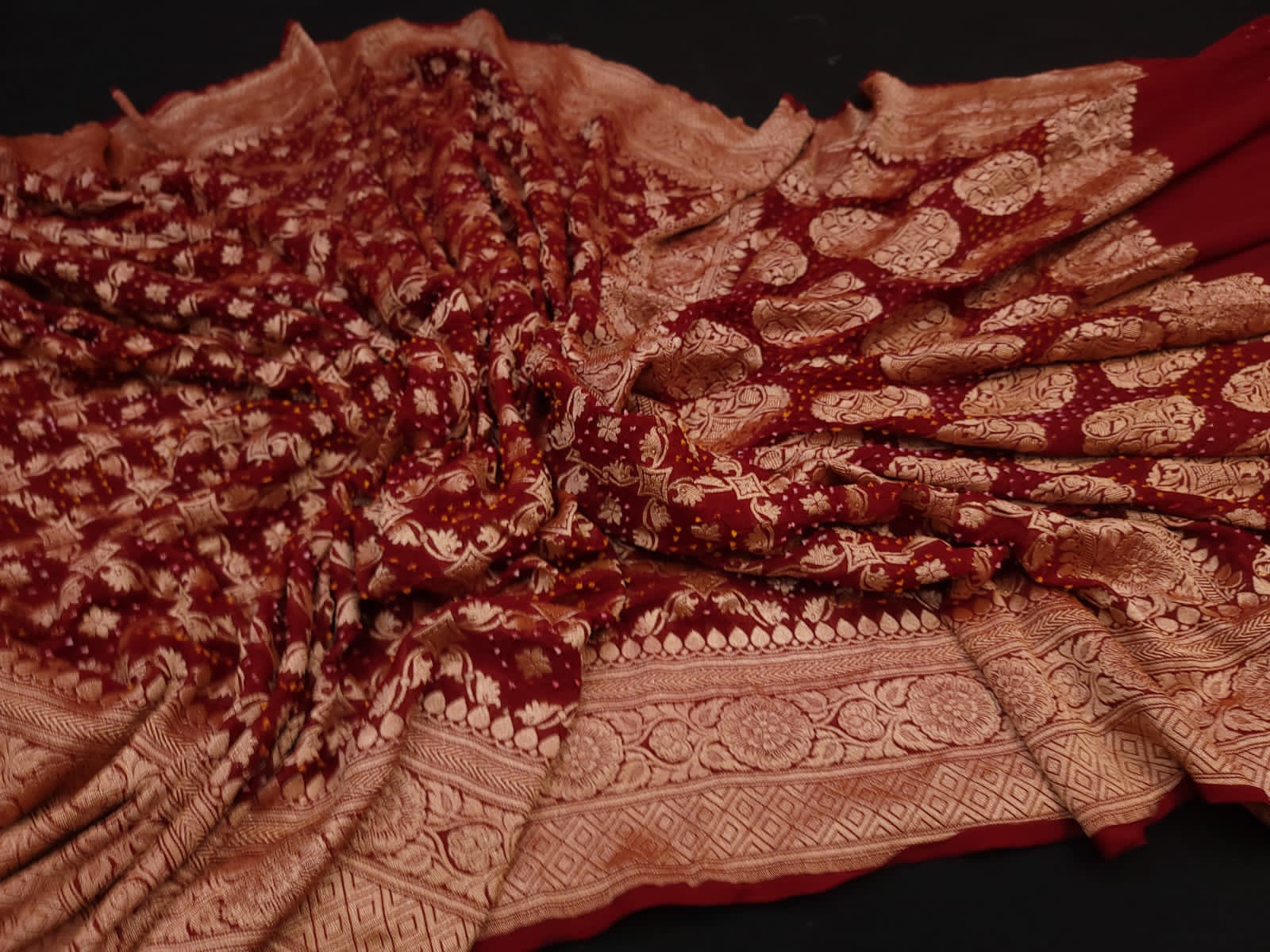 Gorgette banarsi  neemjari saree - Saffronfashionindia