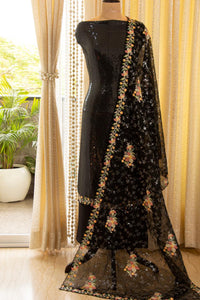 Stunning black gorgette sequins salwar suit
