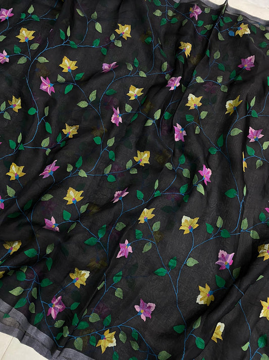 Nirav muslin Jamdani saree - Saffronfashionindia