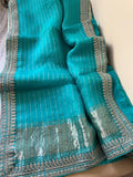 Striped organza saree