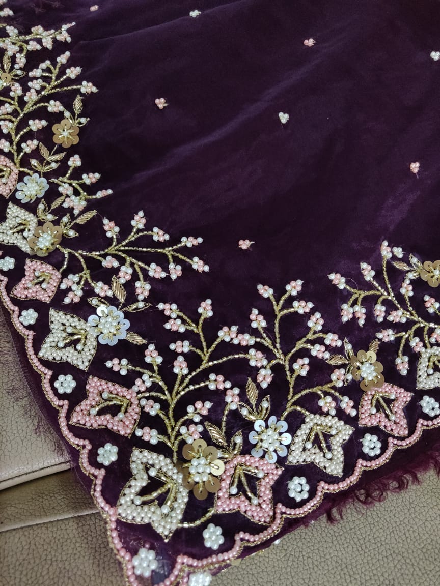 Organza Pearl saree - Saffronfashionindia