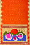 Orange handloom Paithani saree