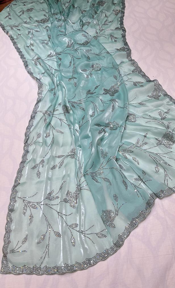 Tissue organza inspired sari - Saffronfashionindia