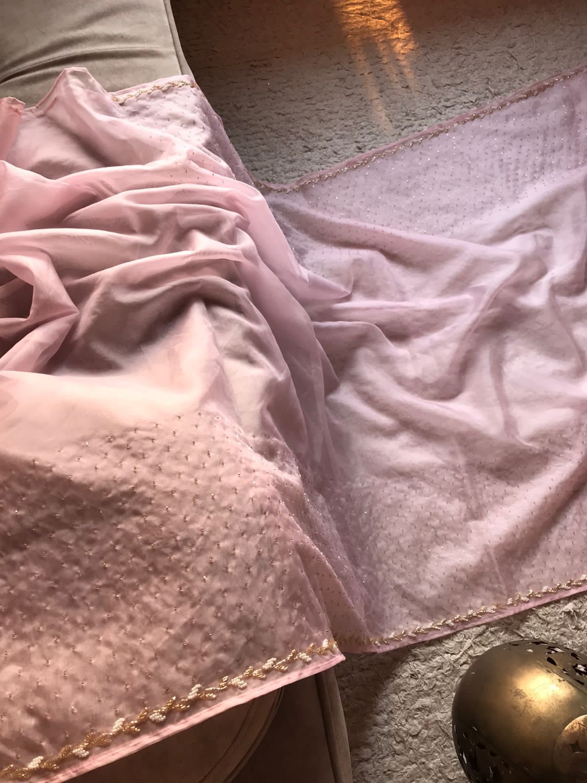 Premium chiffon crepe embroidered saree - Saffronfashionindia