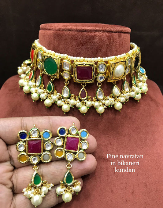 Navratan choker set - Saffronfashionindia