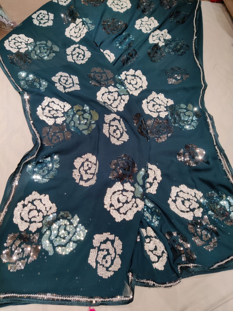 Sequence gorgette beautiful saree - Saffronfashionindia