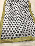 Zardosi bordered polka dot saree