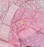 Pink beautiful Chikankari saree
