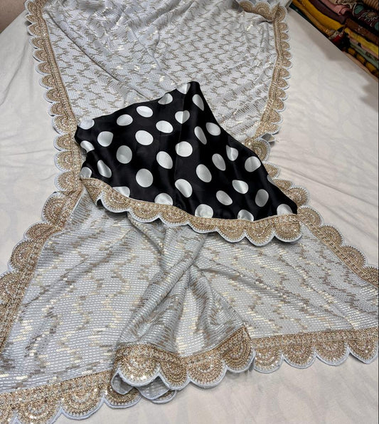 Razina gorgette sequence saree - Saffronfashionindia