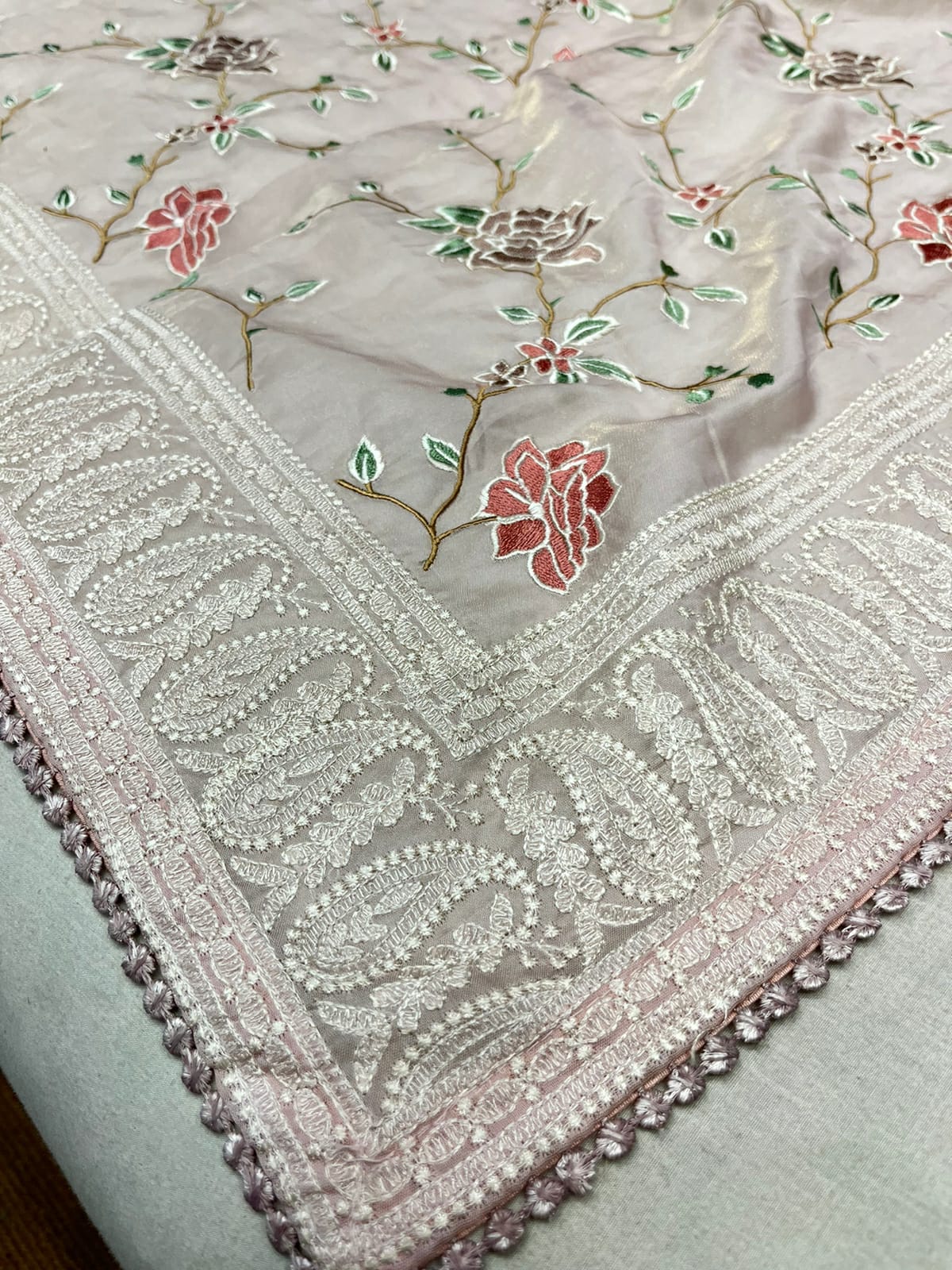 Organza chikankari saree