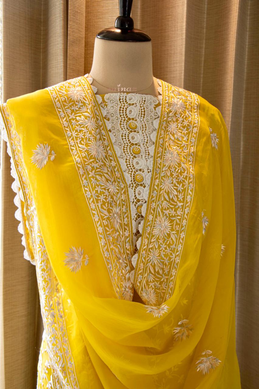 Parsi inspired embroidery suit - Saffronfashionindia