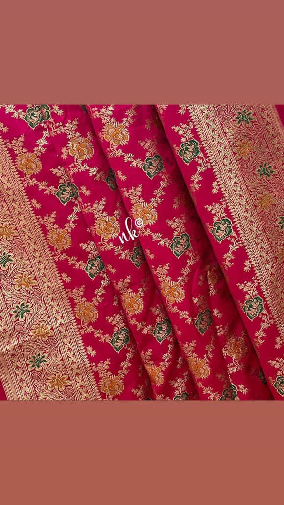 Pink Meenakari floral saree