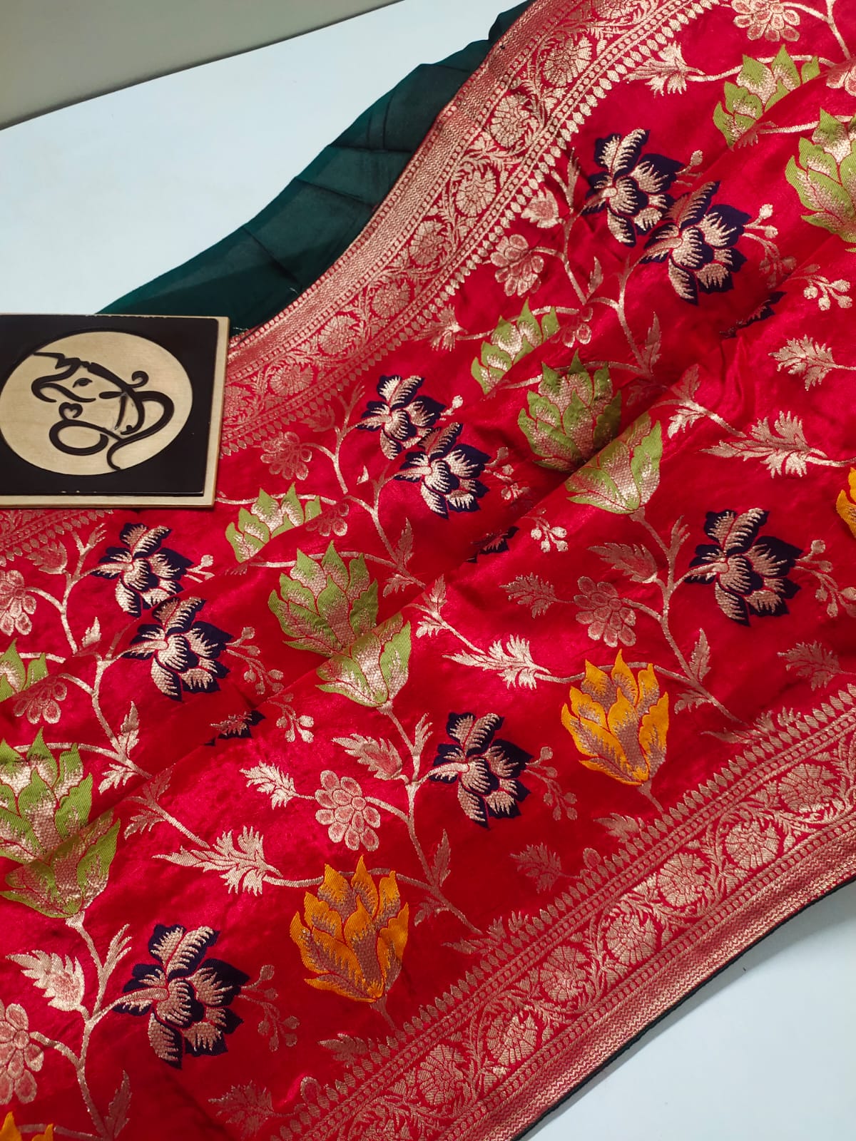 Flowery moonga saree/banarsi saree/sari - Saffronfashionindia