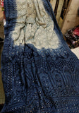 Beautiful dyed Chikankari gorgette saree