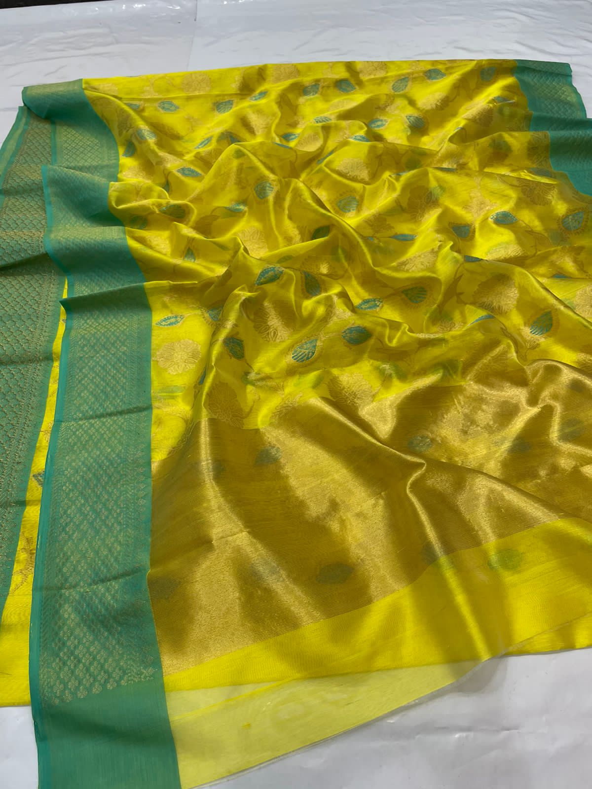 Ramzaani Chanderi yellow sari Saffron fashion