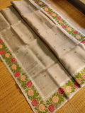 Organza cross stitched saree